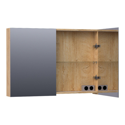 BRAUER Impress spiegelkast – 99x70x15 cm – 2 deuren, dubbelzijdige spiegeldeuren – Forest Tan