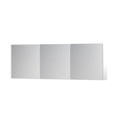 INK SPK1 Spiegelkast - 180x14x60cm - 3 deuren - dubbelzijdige Spiegel - schakelaar en stopcontact - MDF lak wit mat