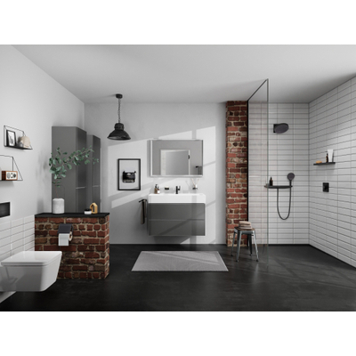 Hansgrohe Xevolos E Armoire haute - 176x40x37cm - 2 portes - façade metallic slate grey - push to open - charnière à droite - slate matt grey