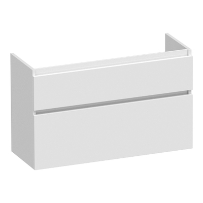 BRAUER Delight meuble sous-lavabo peu profond - 100x39x60cm - 2 tiroirs softclose - sans poignées - 1 découpe pour siphon - blanc brillant