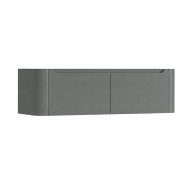 H&R meubles de salle de bains Juice Meuble sous vasque - 140x45x40cm - coins arrondis - 2 tiroirs - poignée intégrée - pétrole mat
