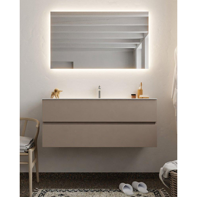 Mondiaz VICA ensemble de meuble de salle de bain - 120cm - meuble sous-vasque fumée - 2 tiroirs - lavabo nuage milieu - 1 trou de robinet - version XL 60cm haut