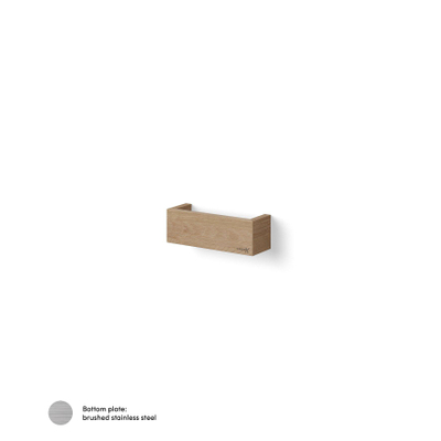 Looox Wood collection shelf BoX 30cm met bodemplaat rvs geborsteld eiken RVS geborsteld