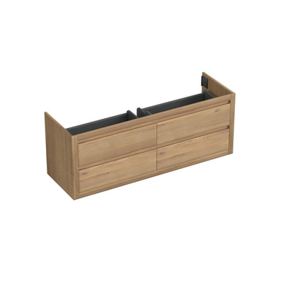 Forzalaqua Gela 2.0 meuble sous-lavabo 160x51x60cm avec 4 tiroirs sans poignées à fermeture douce Chêne massif Oyster
