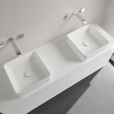 Villeroy & Boch Collaro Lavabo à poser carré 38x38cm sans trop-plein ni trou de robinet Ceramic+ Stone white