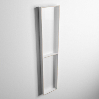 Mondiaz Easy nis 29.5x89.5x8cm voor Inbouw/opbouw 2 open vakken Solid surface Talc/Linen