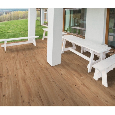 EnergieKer Dalle de terrasse Padouk Nut 30x120x2cm Rectifié Aspect bois Mat Brun