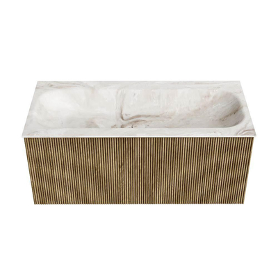 Mondiaz KURVE-DLUX Badkamermeubelset - 100x46x40cm - 1 lade - wastafel solid surface - midden - zonder kraangat - Dusk