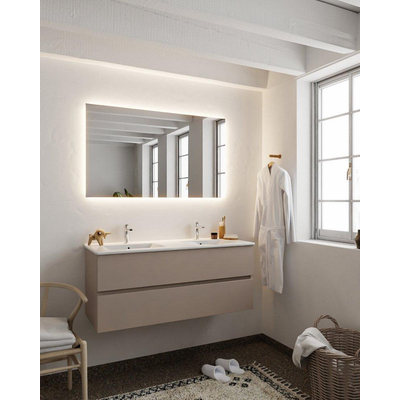MONDIAZ VICA Ensemble de meuble salle de bain - 120cm - 2 tiroirs - lavabo Denia double 2 trous de robinet - céramique - fumée