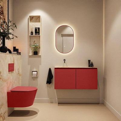 MONDIAZ TURE-DLUX 100cm toiletmeubel Fire. EDEN wastafel Frappe positie links. Zonder kraangat.