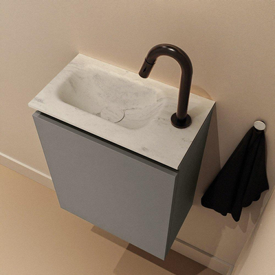 MONDIAZ TURE-DLUX Meuble de WC 40 cm Smoke. EDEN lavabo Opalo position à gauche. Avec 1 trou de robinet.
