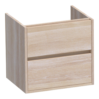 BRAUER Adore wastafelonderkast - 60x46x55cm - 2 softclose lades - greeploos - 1 sifon uitsparing - massief eiken - lamellen eiken wit