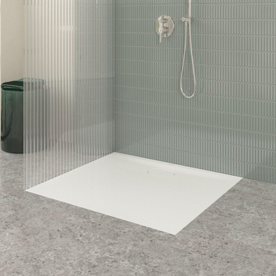 Villeroy & Boch Ecora douchebak - 100x90x3.5cm - afvoer lange zijde - white alpine (wit)
