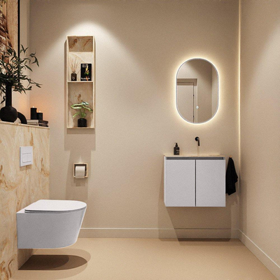 MONDIAZ TURE-DLUX Meuble toilette - 60cm - Cale - EDEN - vasque Frappe - position droite - sans trou de robinet
