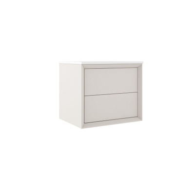 Adema Prime Core Ensemble de meuble - 60x50x45cm - 1 vasque ovale en céramique Blanc - 1 trous de robinet - 2 tiroirs - avec miroir rectangulaire - Coton mat (beige)