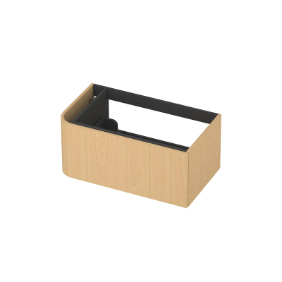 INK Concept R Wastafelonderkast - 80x45x35cm - 1 lade - opliggende grepen - afgeronde hoek links - MDF - light veneer