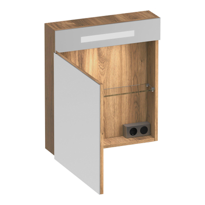 Miroir de toilette BRAUER Promise - 60x70x15cm -- avec éclairage 1 porte miroir ouvrant vers la gauche Honey