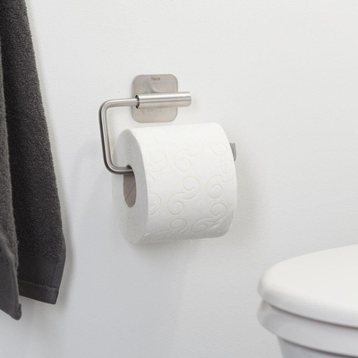 Tiger Colar Toiletrolhouder - zonder klep - zelfklevend - geborsteld RVS