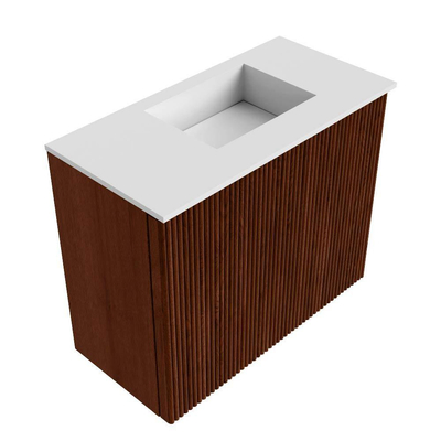 Mondiaz JOYA 50cm meuble de toilette - couleur Ruby - Vasque FAYE position Droite 1 trou de robinet couleur Talc.