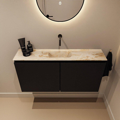 MONDIAZ TURE-DLUX Meuble toilette - 100cm - Urban - EDEN - vasque Frappe - position centrale - sans trou de robinet