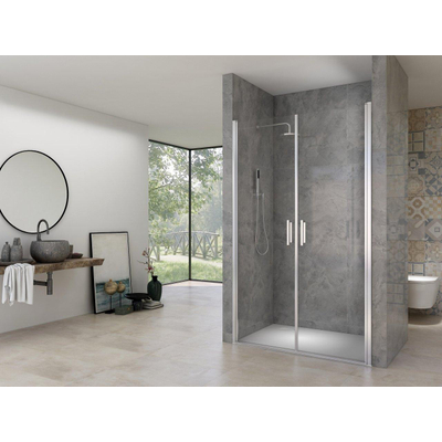 Van Rijn Products ST02 Porte saloon - 140x200cm - incl traitement du verre - incl profilé mural - chrome