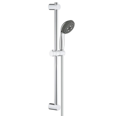 GROHE Vitalo Start 100 ensemble barre de douche - 60cm - douchette ronde - 3 types de jets - flexible de douche lisse - chrome/noir