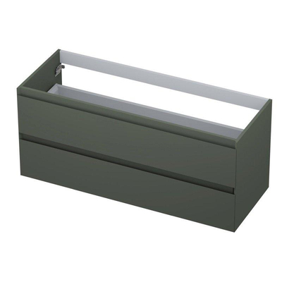 INK Wastafelonderkast - 120x45x52cm - 2 lades - greeploos - MDF lak - Mat beton groen