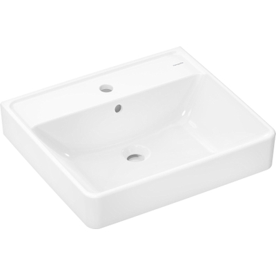 Hansgrohe Xanuia Q Wastafel/Fontein - 55x48cm - opbouw - 1 kraangat - met overloop - wit glans