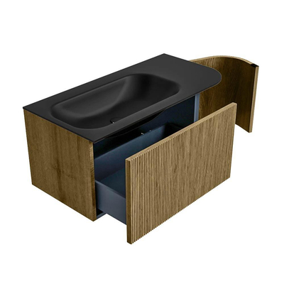 Mondiaz KURVE Badkamermeubelset - 95x46x40cm - 1 lade - 1 deur - wastafel solid surface - links - zonder kraangat - Dusk