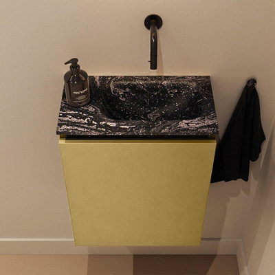 MONDIAZ TURE-DLUX Meuble de toilettes 40cm Oro. EDEN lavabo Lava position droite. Sans trou de robinet.