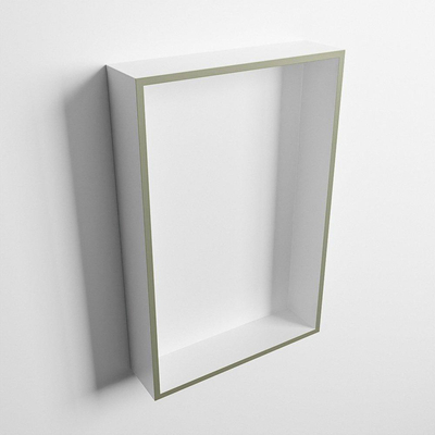 Mondiaz Easy nis 29.5x44.5x8cm voor Inbouw/opbouw 1 open vak Solid surface Talc/Army