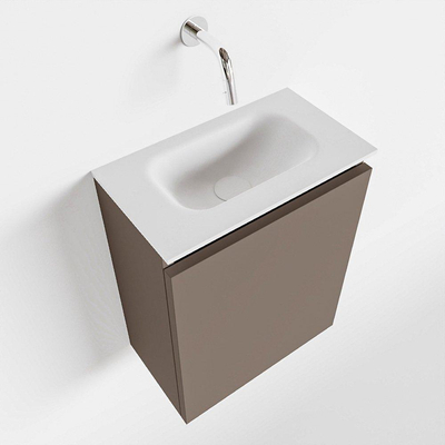 MONDIAZ TURE Toiletmeubel 40x23x50cm met 0 kraangaten 1 deuren smoke mat Wastafel Eden midden Solid Surface Wit