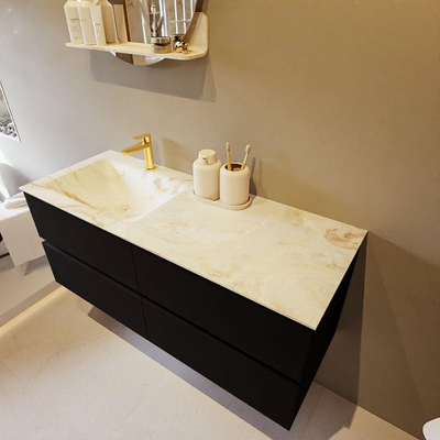 Mondiaz VICA-DLUX ensemble de meuble de salle de bain - 120cm - meuble sous-vasque urban - 4 tiroirs - lavabo encastré cloud gauche - 1 trou de robinet - version haute de 60cm - frape