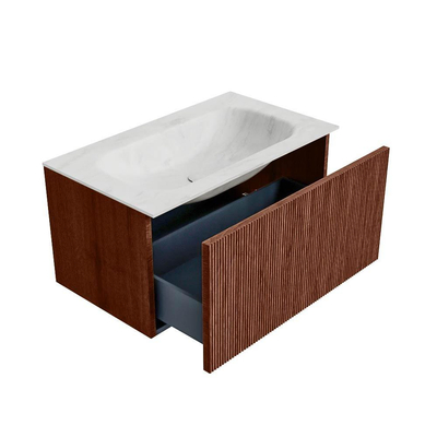 Mondiaz KURVE-DLUX Badkamermeubelset - 80x46x40cm - 1 lade - wastafel solid surface - midden - zonder kraangat - Ruby