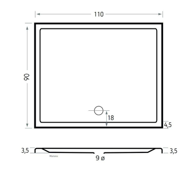 Xenz Mariana receveur de douche - 110x90x7 - Acrylique - blanc