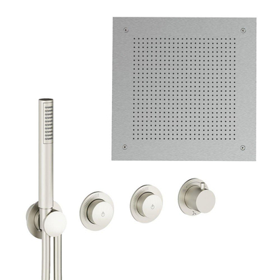 Crosswater MPRO Module ensemble de douche pluie encastré – douche de tête carrée 38 cm – douchette bâton – 3 leviers – inox brossé