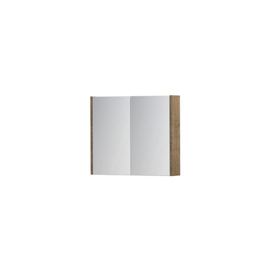 INK SPK1 spiegelkast – 70x60x14 cm – 2 deuren, dubbelzijdige spiegeldeuren – Naturel eiken