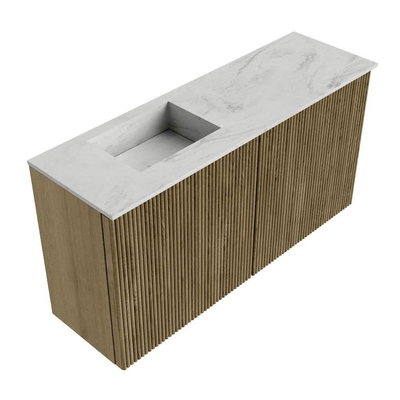 Mondiaz JOYA-DLUX 80cm toiletmeubel - kleur Dusk - Wastafel FAYE positie Links Zonder kraangat kleur Opalo.