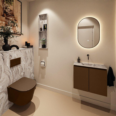 MONDIAZ TURE-DLUX 60cm toiletmeubel Rust. EDEN wastafel Glace positie midden. Zonder kraangat.