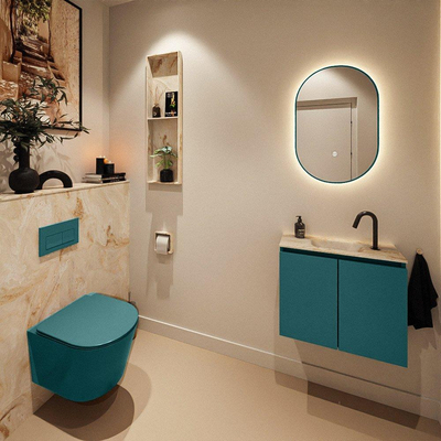 MONDIAZ TURE-DLUX Meuble toilette - 60cm - Smag - EDEN - vasque Frappe - position centrale - 1 trou de robinet