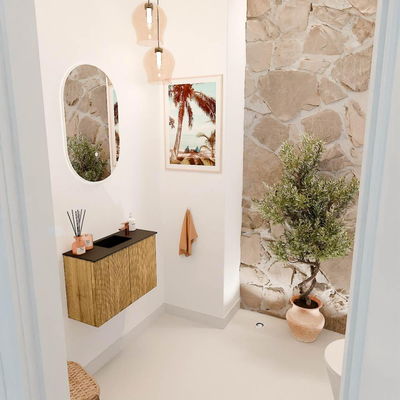 Mondiaz JOYA 60cm meuble de toilette - couleur Oak - Vasque FAYE position Milieu 1 trou de robinet couleur Urban.