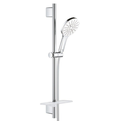 GROHE Rainshower SmartActive 130 Ensemble de douche - 60cm - douchette ronde - 3 types de jet - flexible de douche lisse - avec porte-savon - chrome/blanc lunaire