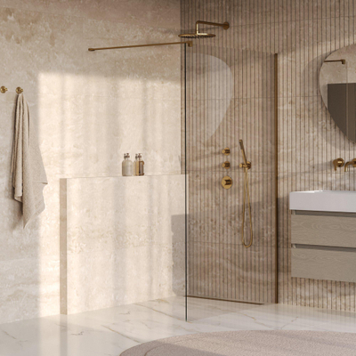 BRAUER Oblivion Inloopdouche - 110x200cm - glascoating - helder glas - geborsteld goud PVD