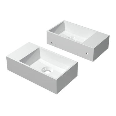 INK Contra Lavabo - 40x22x10cm - vasque droite - 0 trous de robinetterie - polystone blanc brillant