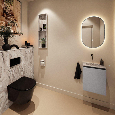 MONDIAZ TURE-DLUX 40cm toiletmeubel Plata. EDEN wastafel Glace positie midden. Zonder kraangat.