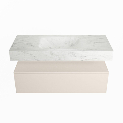 MONDIAZ ALAN - DLUX Badkamermeubelset - 110cm - onderkast - Linen - 1 lade - vrijhangende wastafel - wasbak midden - 1 kraangat - Opalo