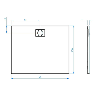 Xenz Flat Zero douchevloer - 120x100x4 - Acryl - wit