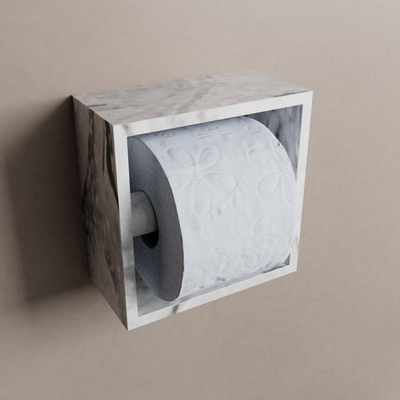 Mondiaz EASY Porte-rouleau de papier toilette - CUBE 161 - 16x8.6x16cm - solid surface - Glace