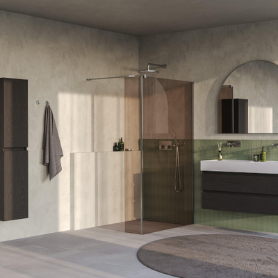 BRAUER Oblivion Inloopdouche - 120x200cm - 30 cm zijwand - glascoating - brons glas - Geborsteld RVS PVD