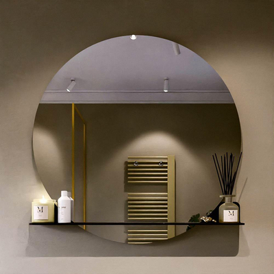 Mondiaz SPOT Miroir de salle de bain - rond 110cm - plan de couverture miroir - couleur Urban